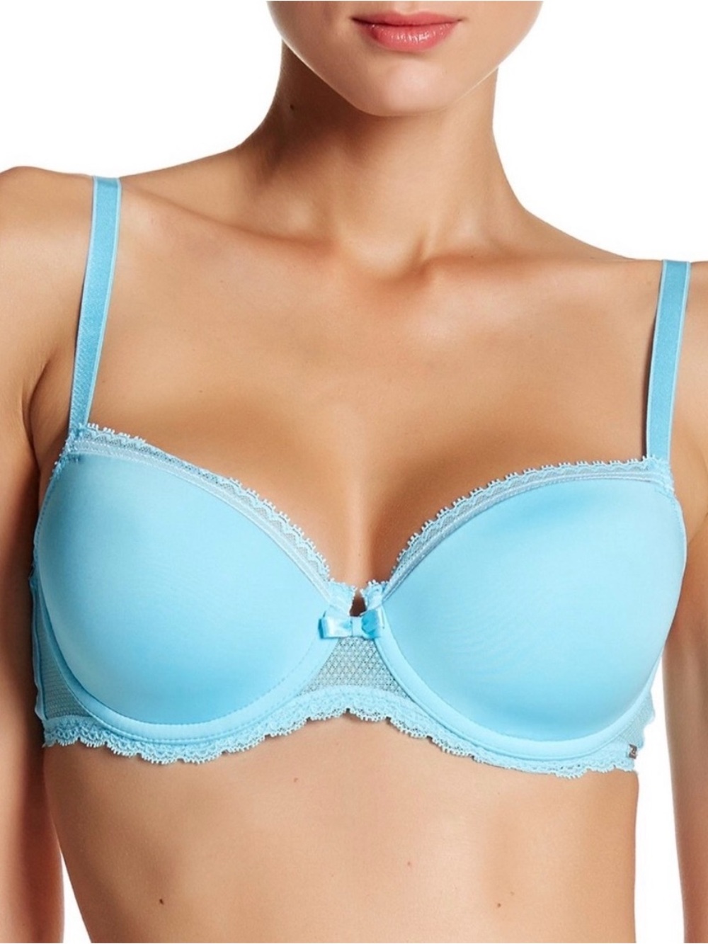 Chantelle Parisian Demi T-Shirt Bra in Aqua Blue Sz 38C Style 1476
